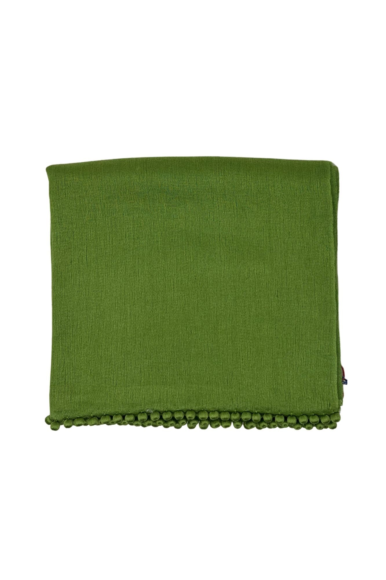 Bajra Satin Weave Stole w/ Ball Fringe - Vermillion
