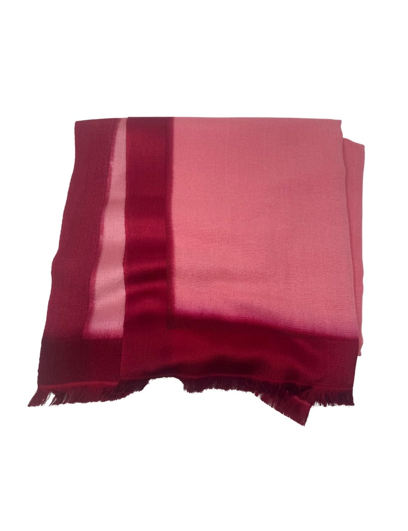 Bajra Satin Weave Stole w/ Dip Dye Borders - Vermillion