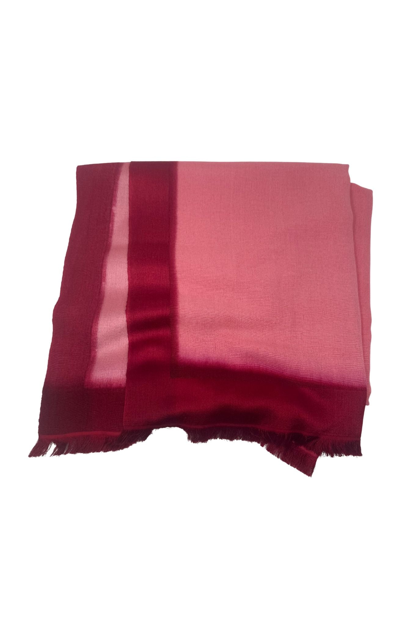 Bajra Satin Weave Stole w/ Dip Dye Borders - Vermillion