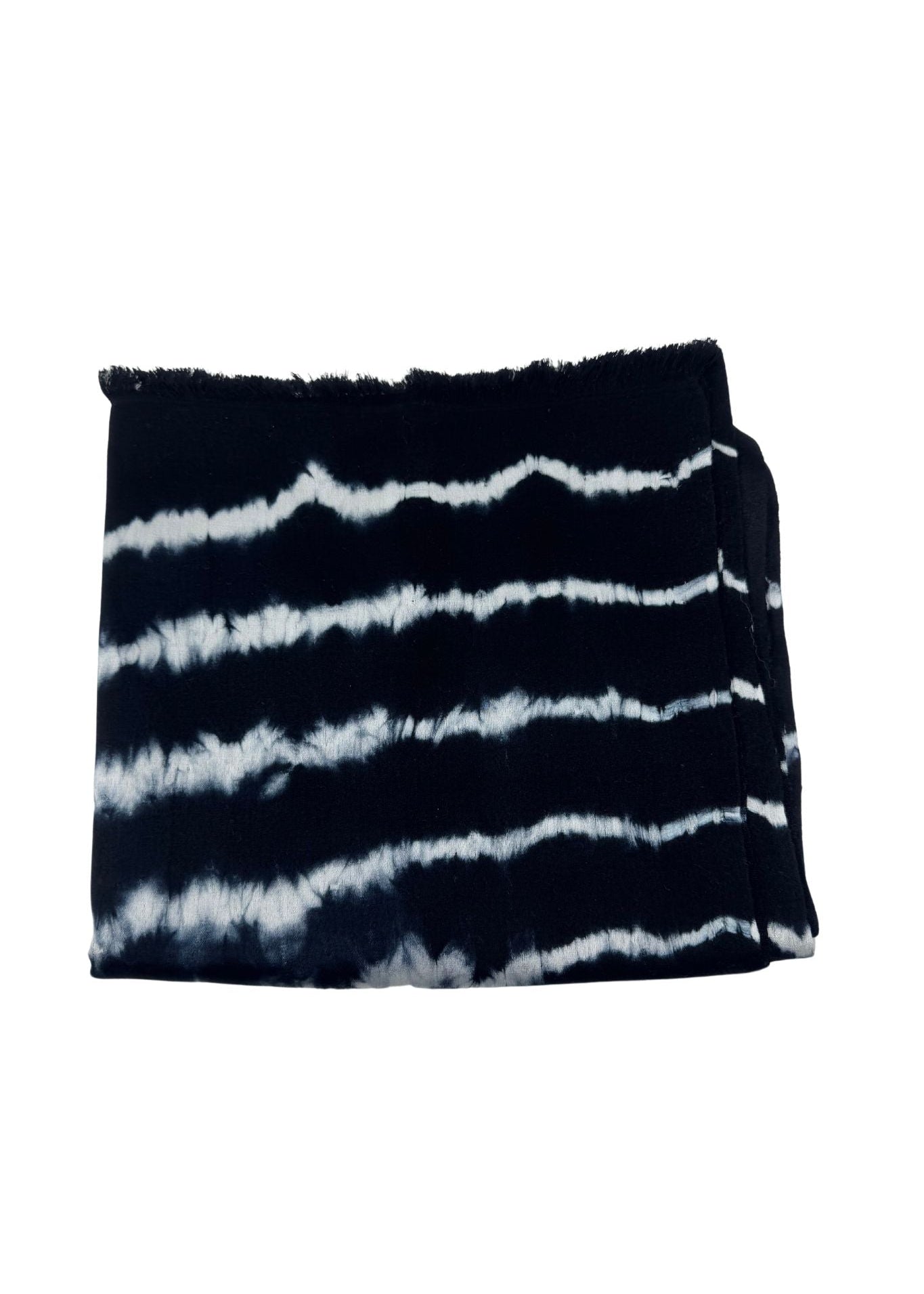 Bajra Satin Weave Stole w/ dotted lines tie dye black daisy - Vermillion