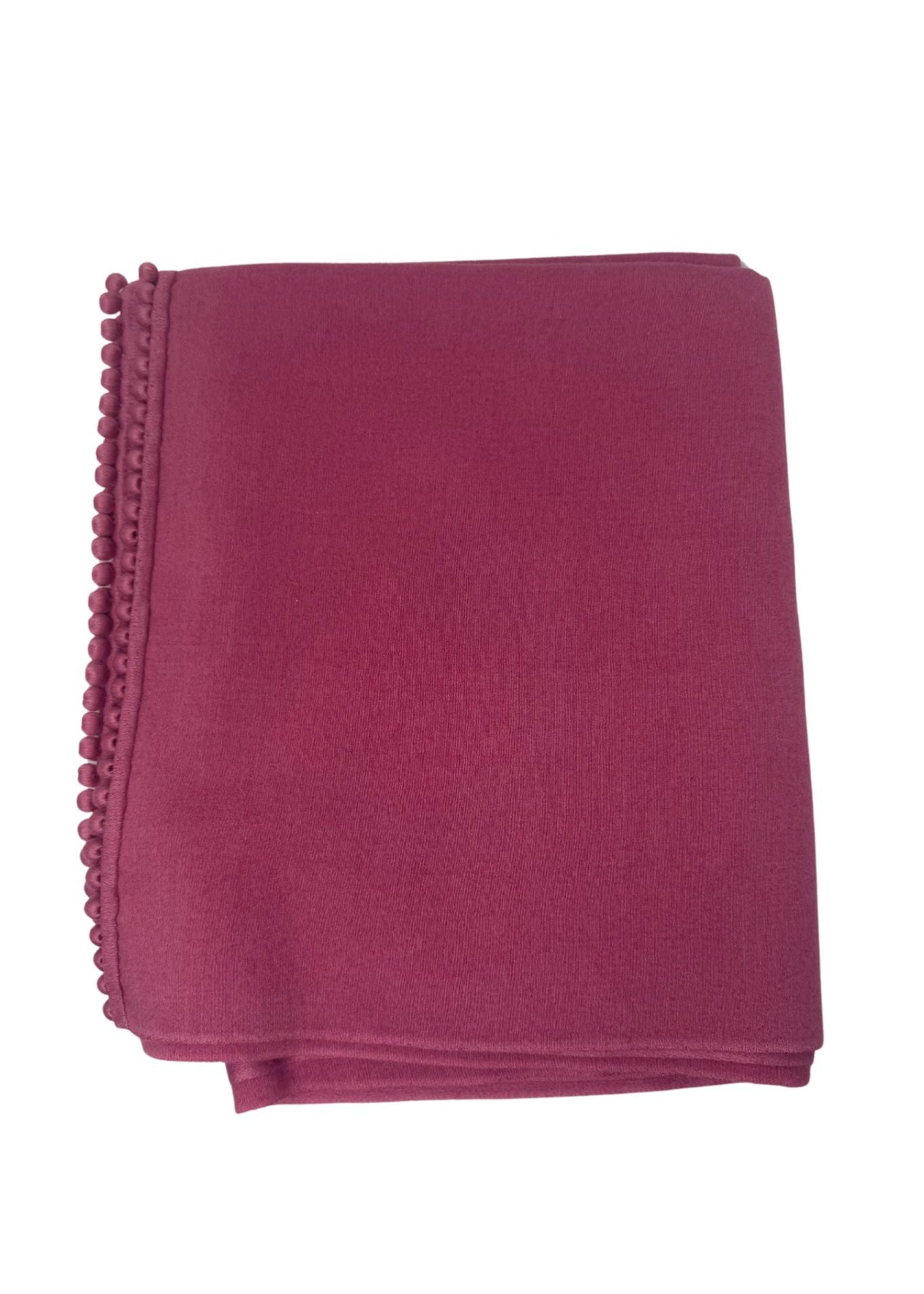 Bajra Satin Weave Stole with Ball Fringe - Vermillion