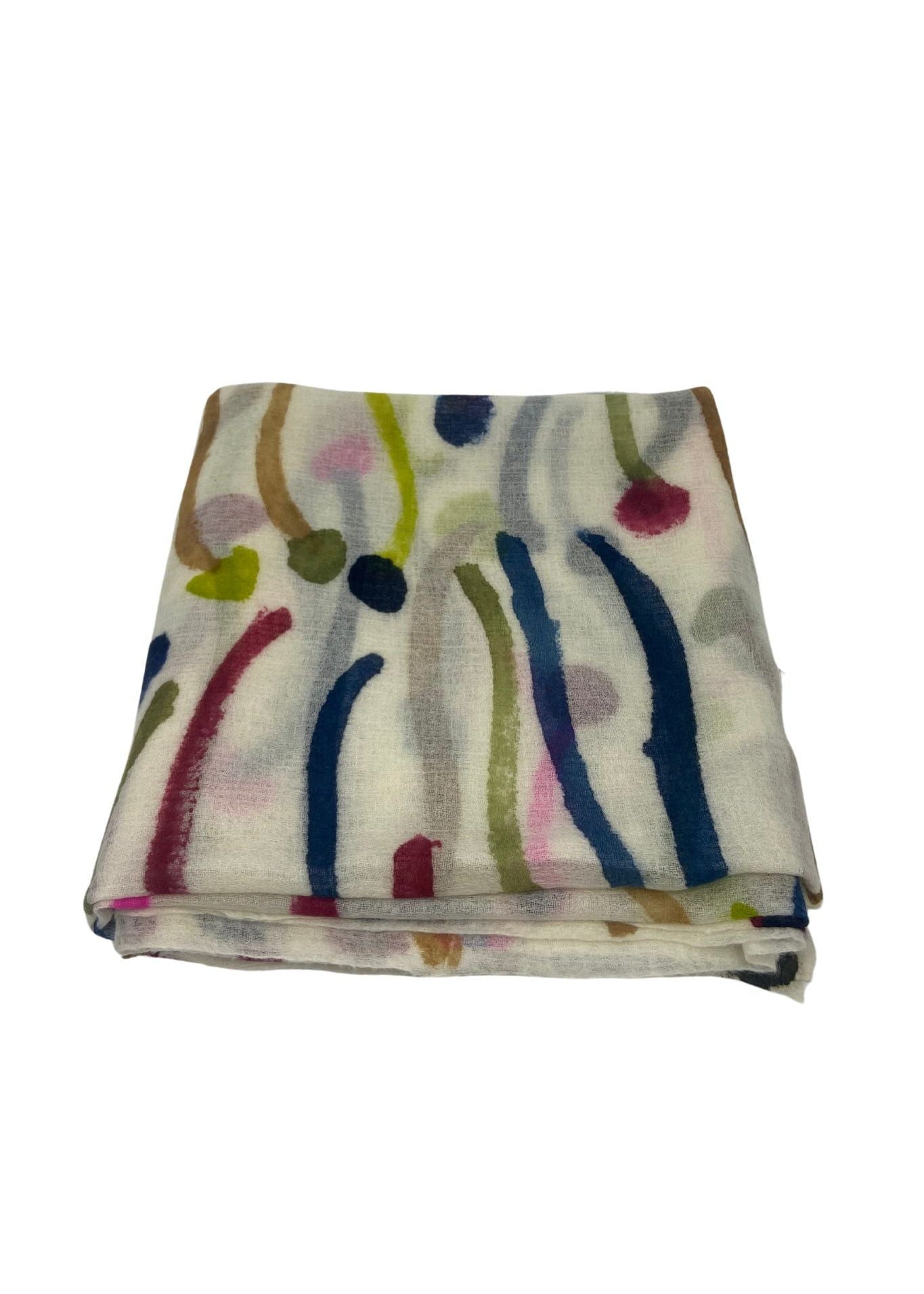 Bajra Summer Feather Shawl w/ hand painted Motif Multi 510201 - 4763 - Vermillion