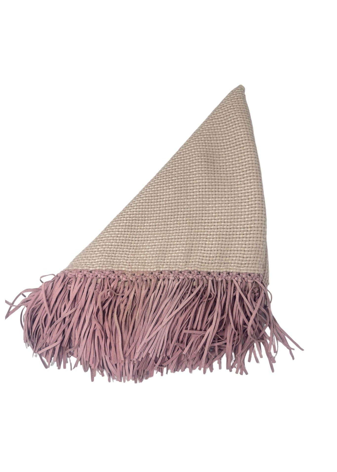 Bajra Tiny Basket Weave Scarf Beige/Blush Fringe 186507 - 4573 - Vermillion