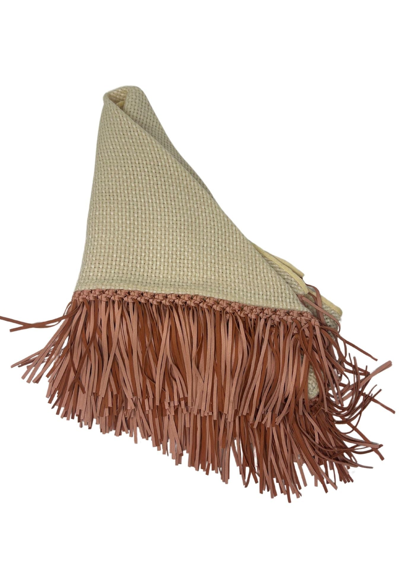 Bajra Tiny Basket Weave Scarf Ivory 186507 - 4569 - Vermillion