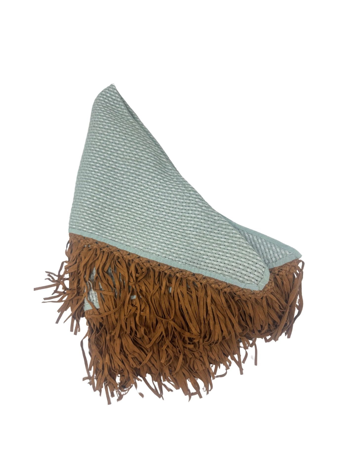 Bajra Tiny Basket Weave Scarf Mint/ Luggage Fringe 186507 - 4567 - Vermillion