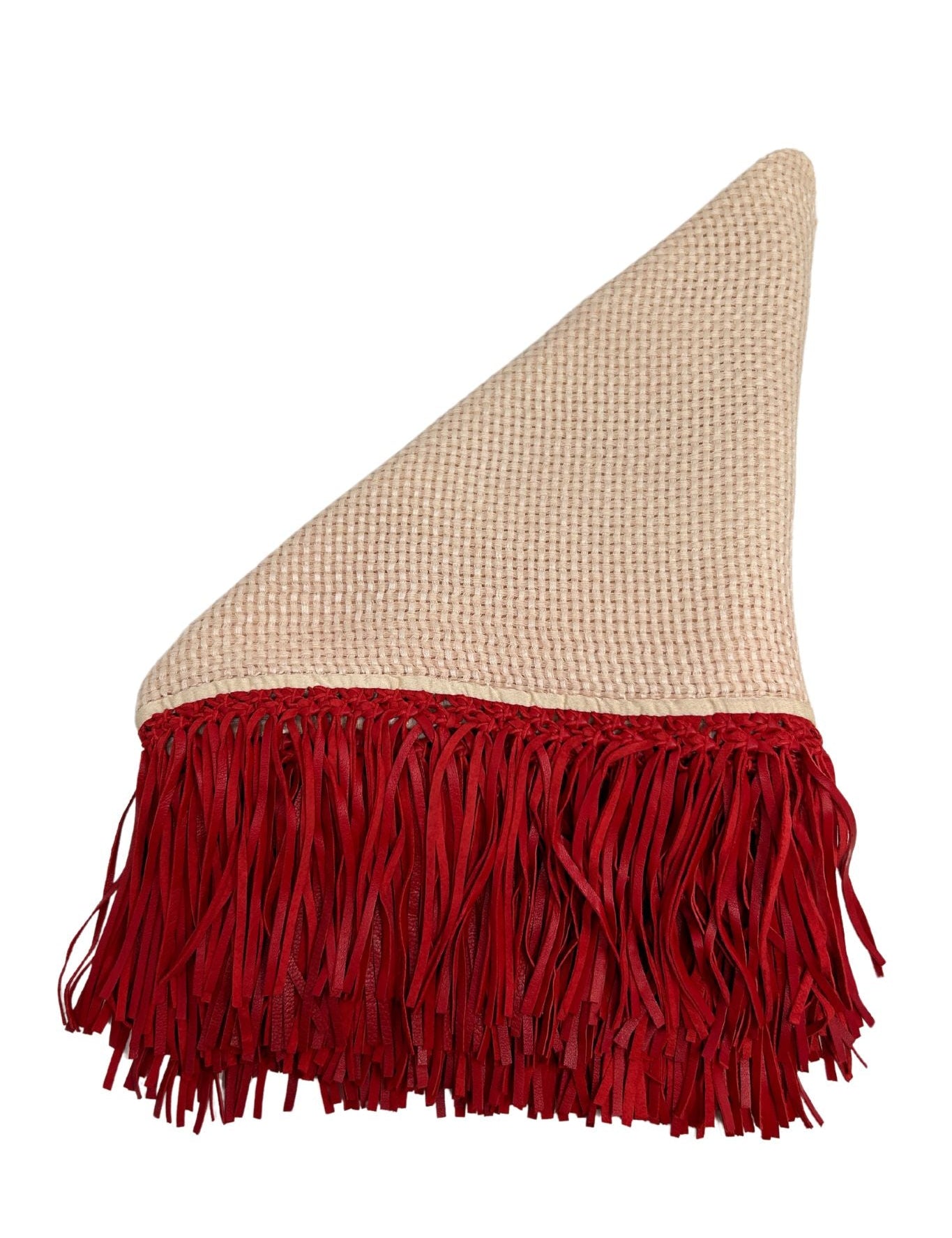 Bajra Tiny Basket Weave Triangle Scarf - Vermillion