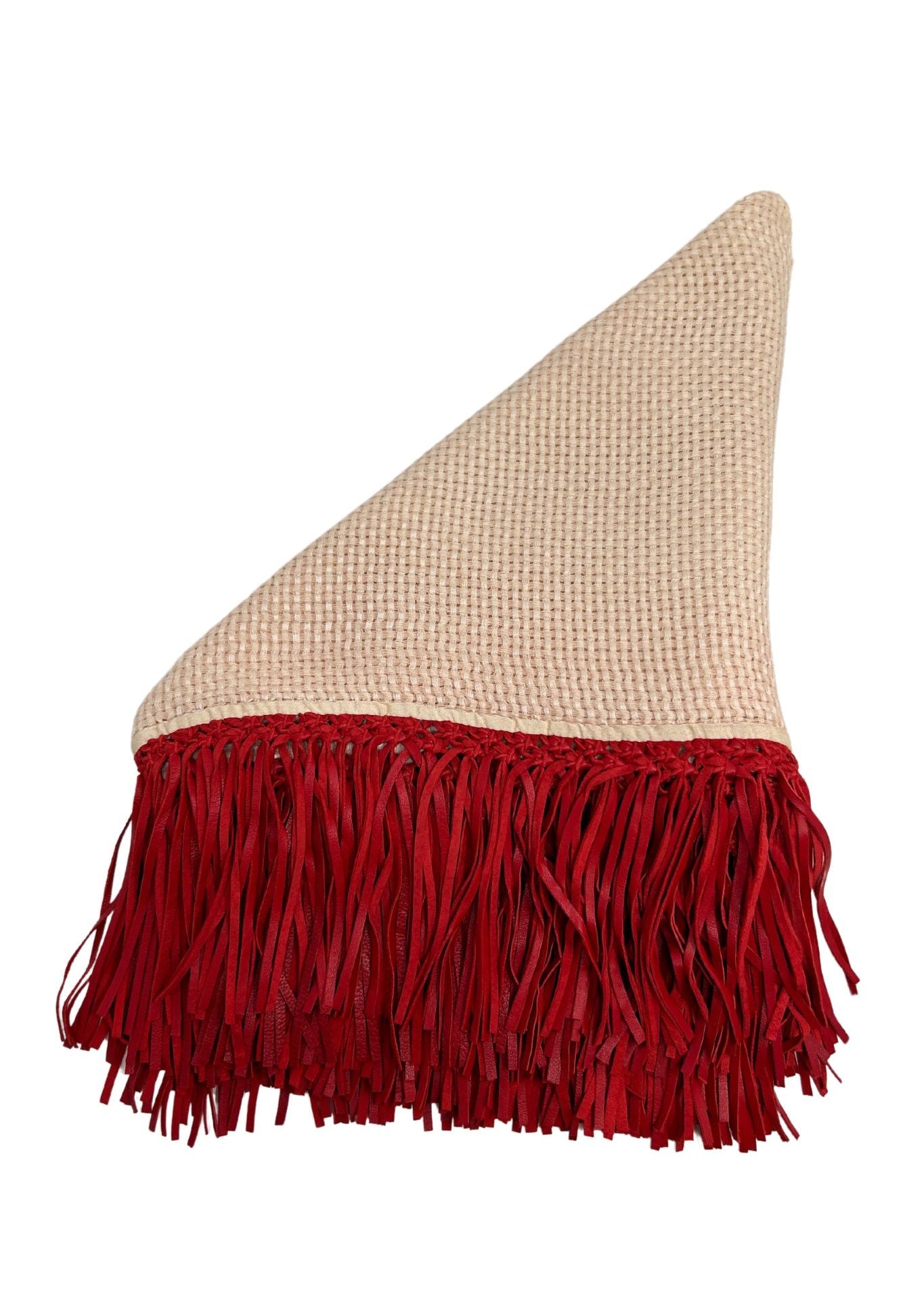 Bajra Tiny Basket Weave Triangle Scarf - Vermillion