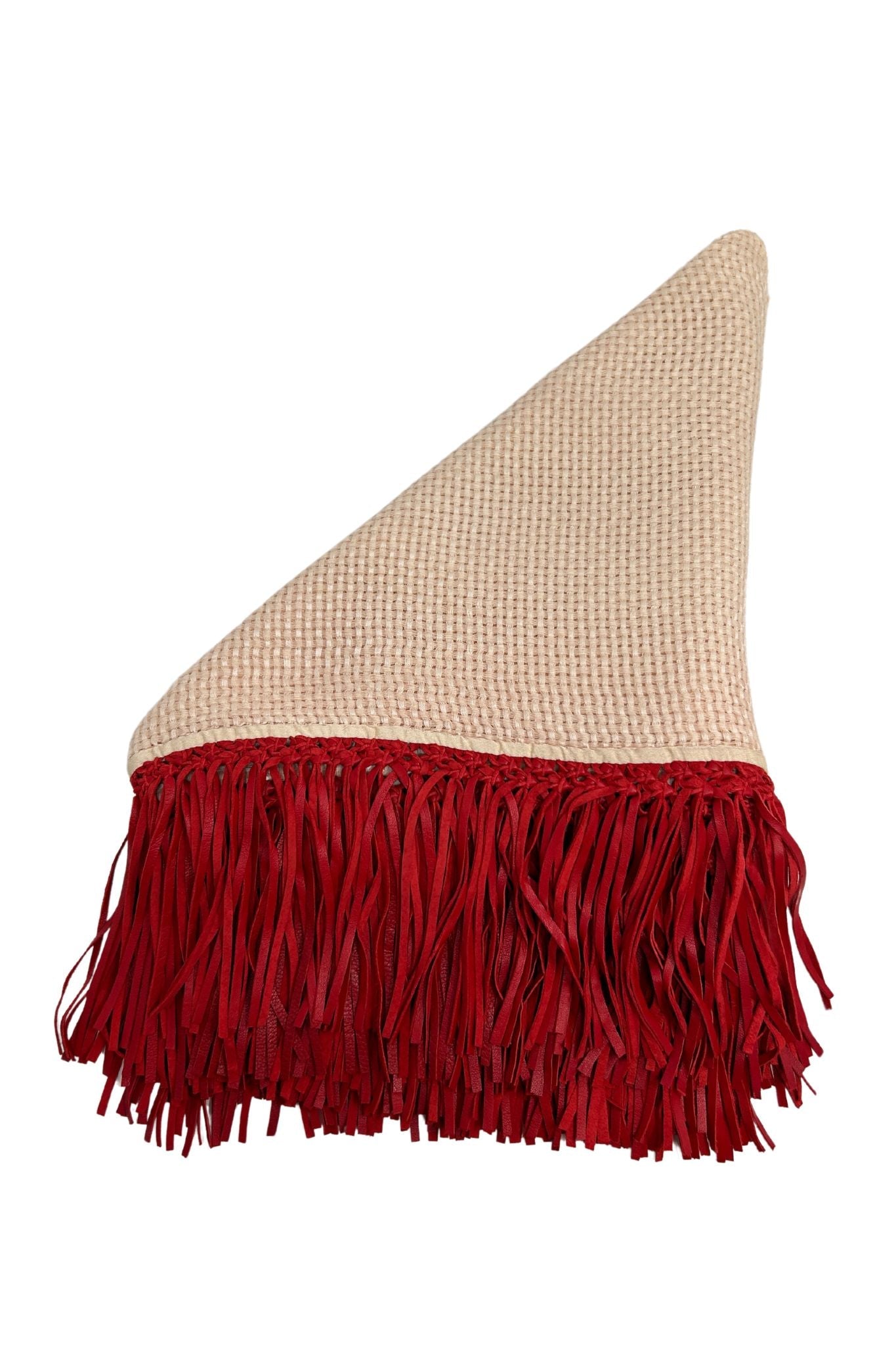 Bajra Tiny Basket Weave Triangle Scarf - Vermillion