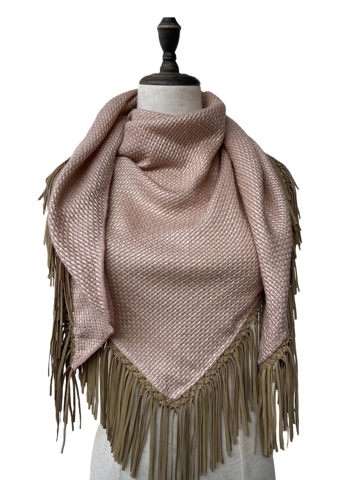 Bajra Tiny Basket Weave Triangle Scarf - Vermillion