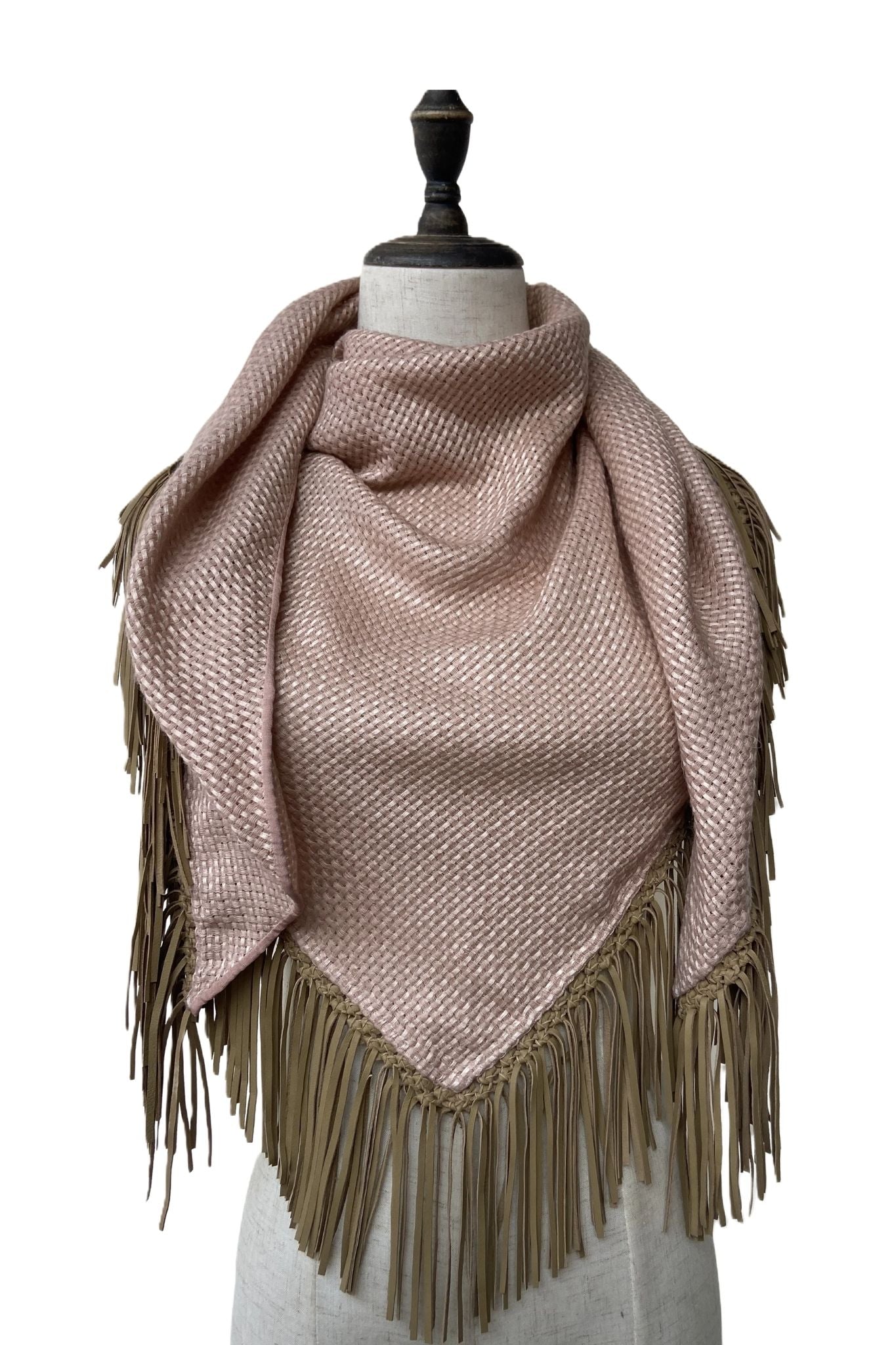 Bajra Tiny Basket Weave Triangle Scarf - Vermillion