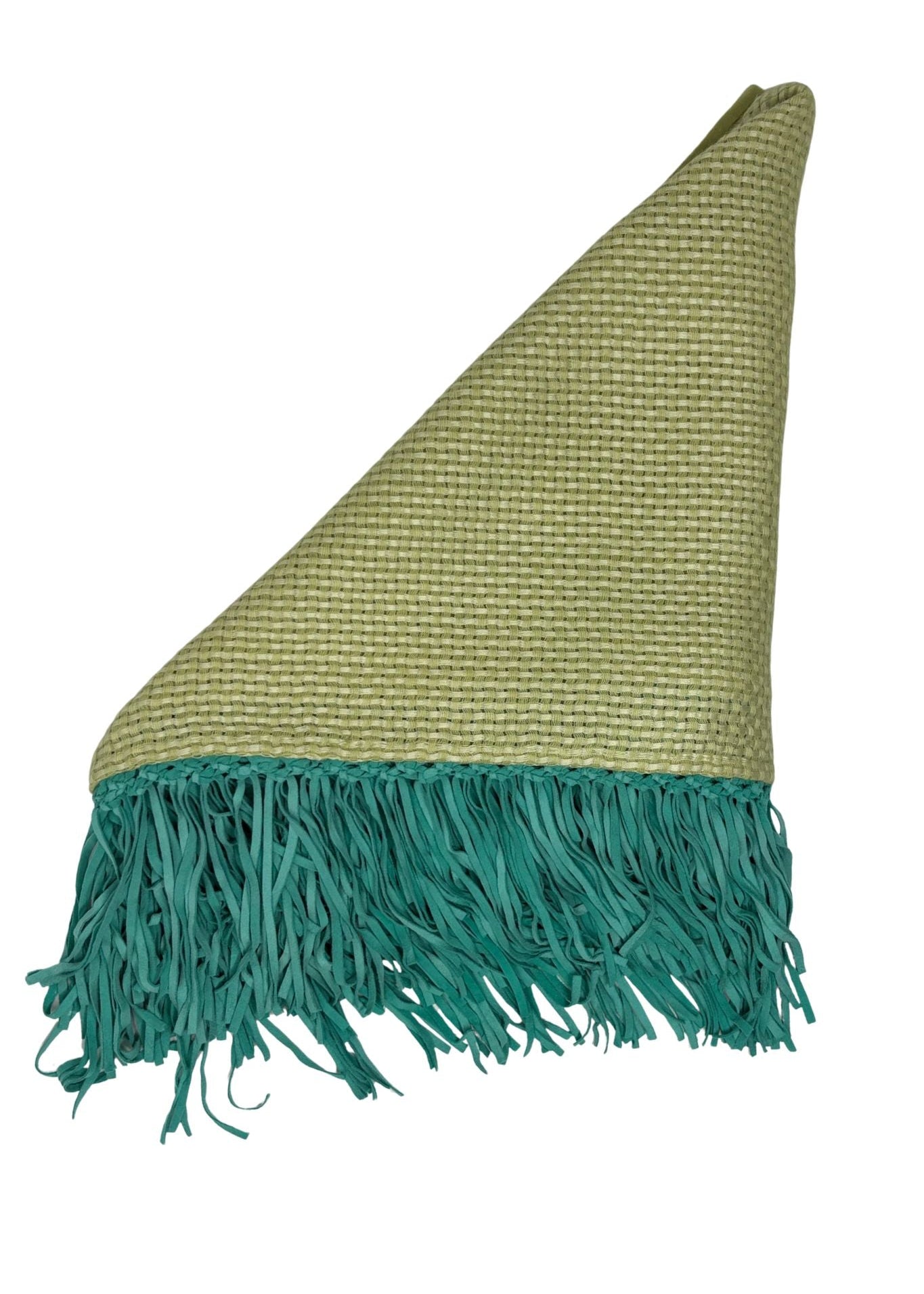 Bajra Tiny Basket Weave Triangle Scarf w/ Fringe - Vermillion