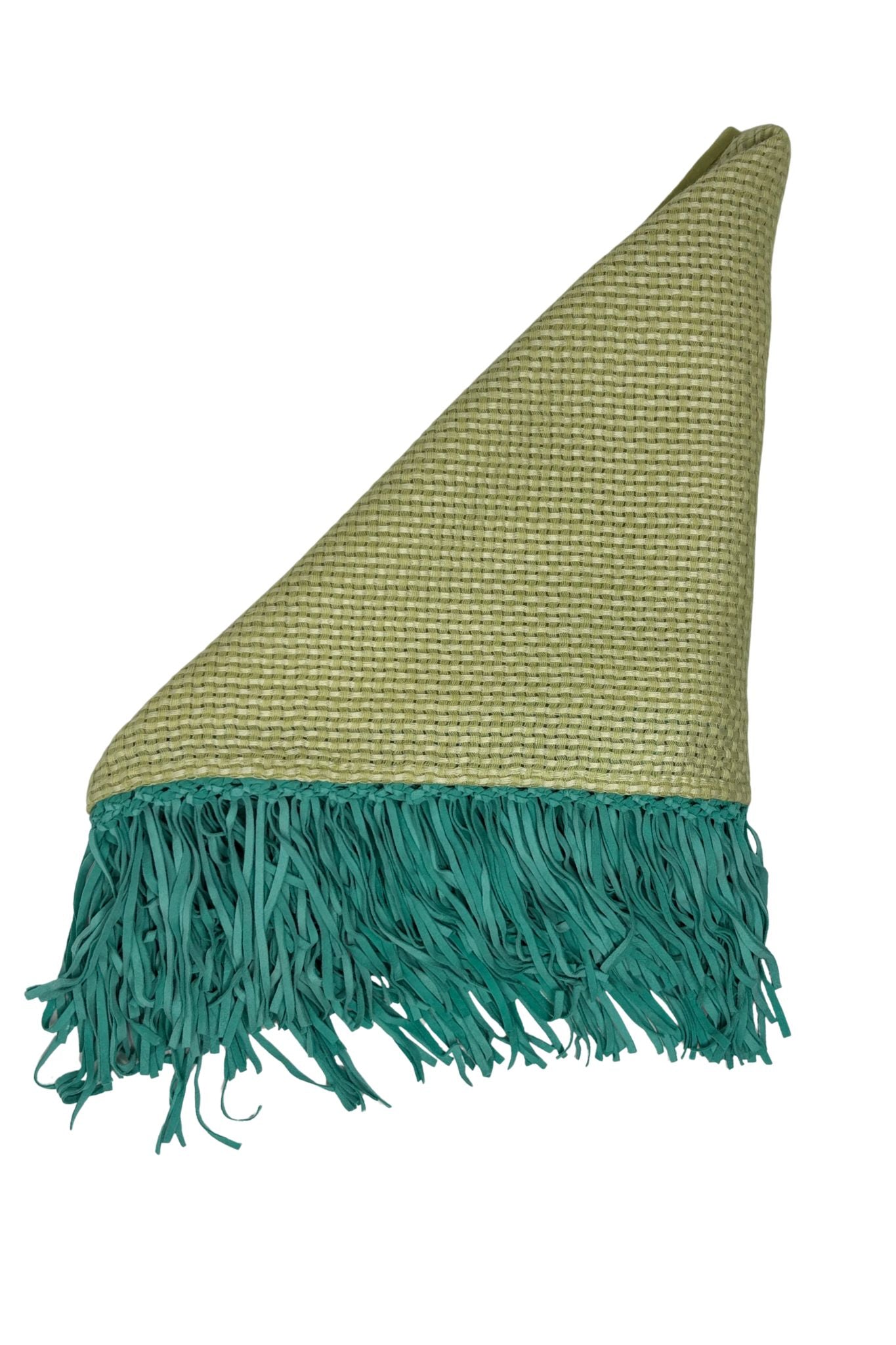 Bajra Tiny Basket Weave Triangle Scarf w/ Fringe - Vermillion