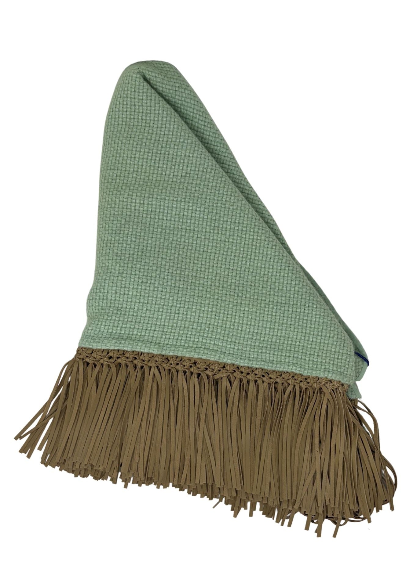 Bajra Tiny Basket Weave Triangle Scarf w/ Fringe - Vermillion