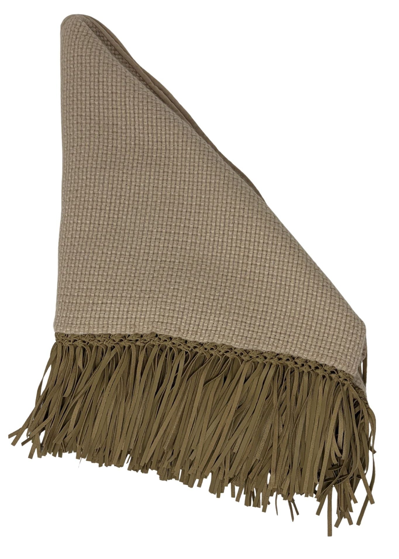 Bajra Tiny Basket Weave Triangle Scarf w/ Fringe - Vermillion
