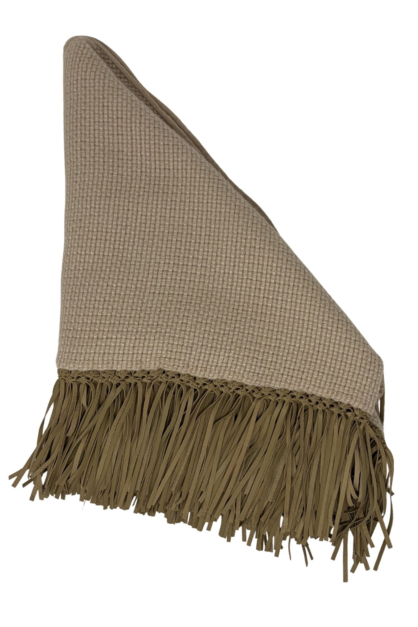Bajra Tiny Basket Weave Triangle Scarf w/ Fringe - Vermillion