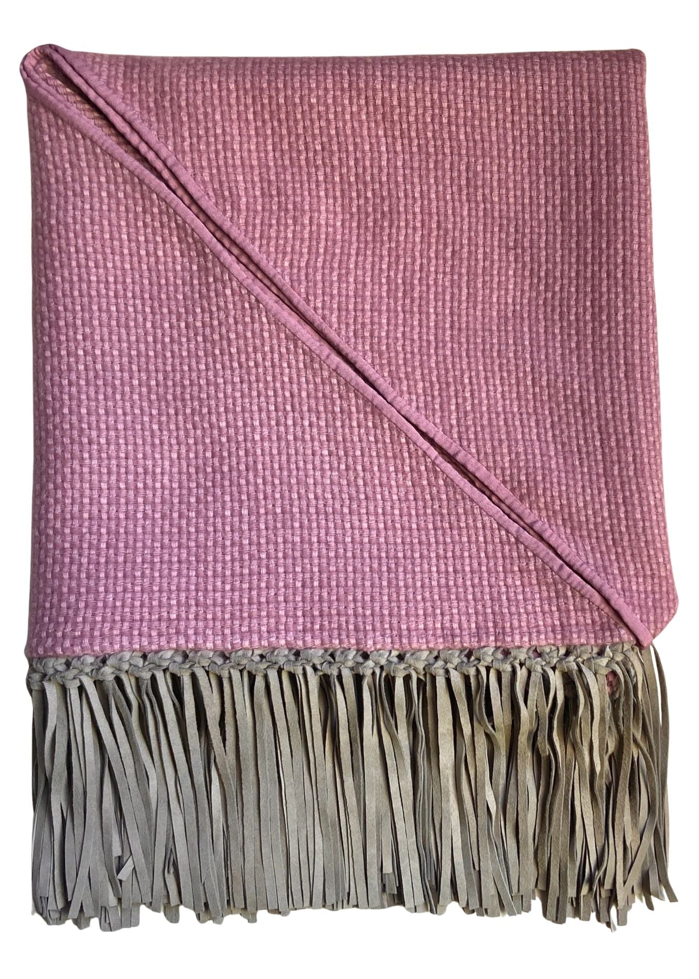 Bajra Tiny Basket Weave Triangle Scarf w/ Fringe - Vermillion