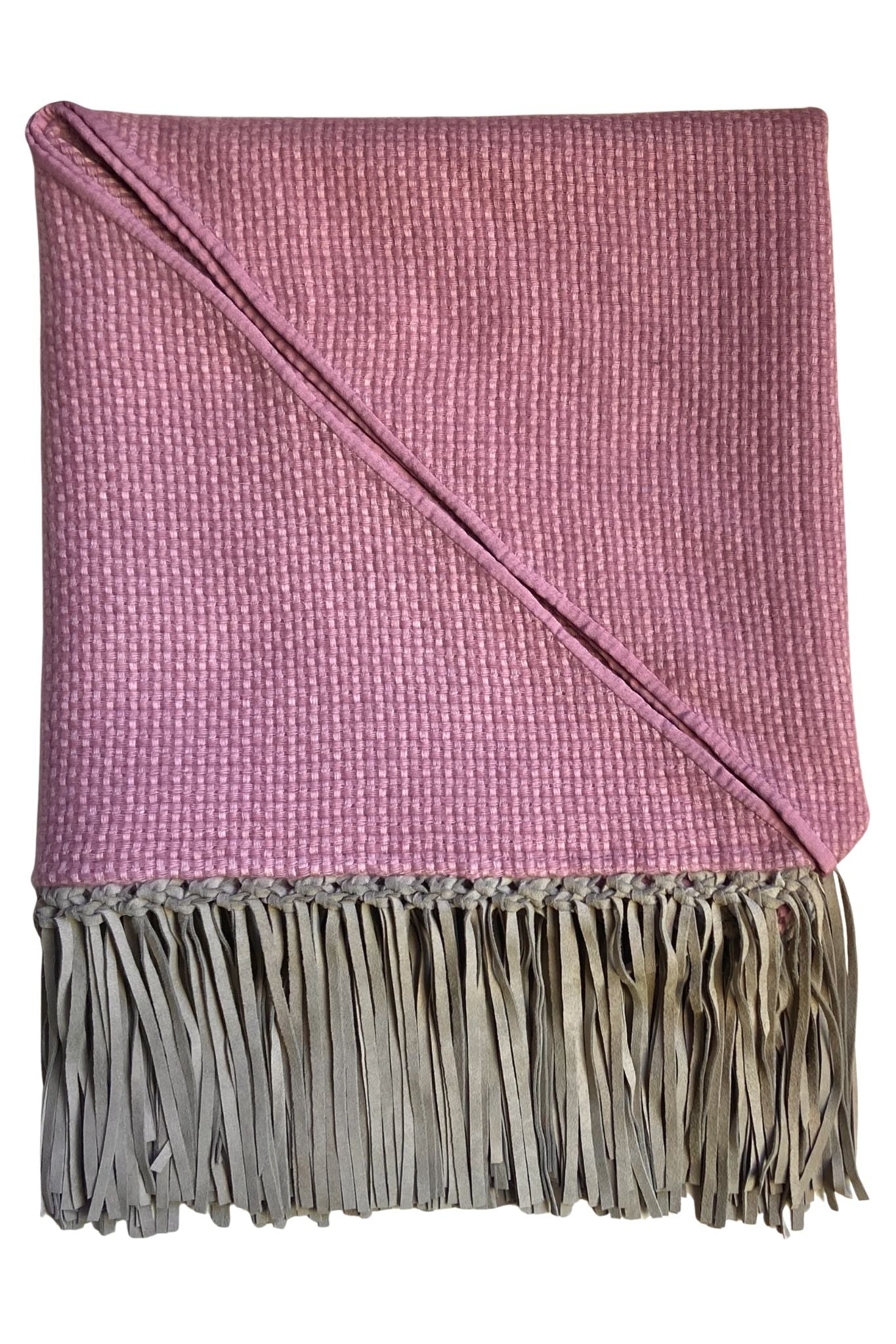 Bajra Tiny Basket Weave Triangle Scarf w/ Fringe - Vermillion