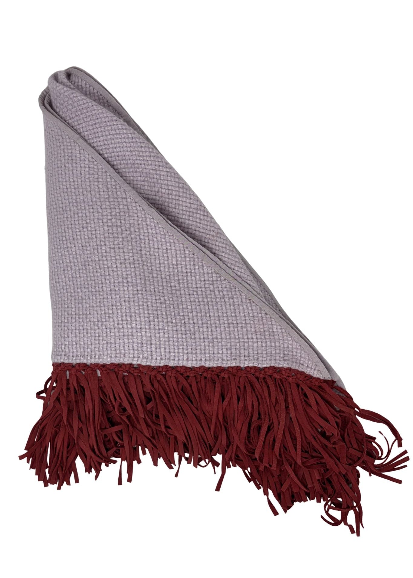 Bajra Tiny Basket Weave Triangle Scarf w/ Fringe - Vermillion