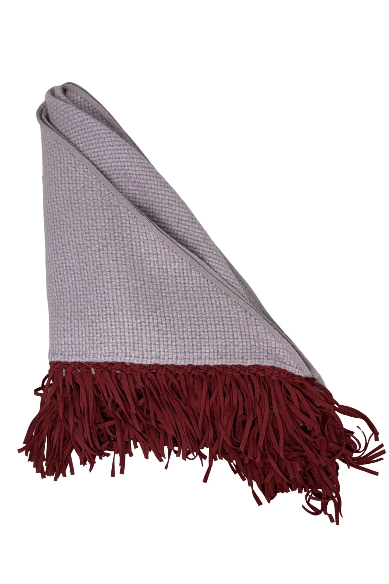 Bajra Tiny Basket Weave Triangle Scarf w/ Fringe - Vermillion