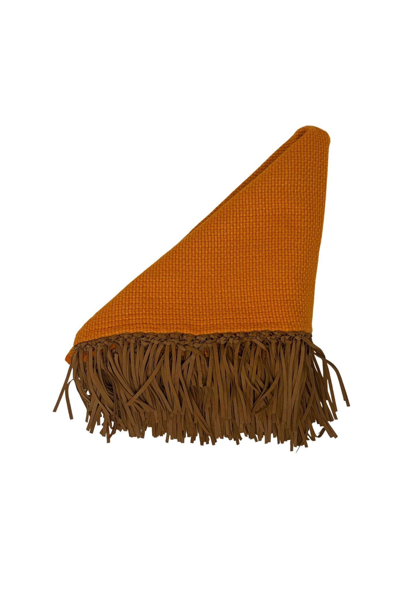 Bajra Tiny Basket Weave Triangle Scarf w/ Fringe - Vermillion