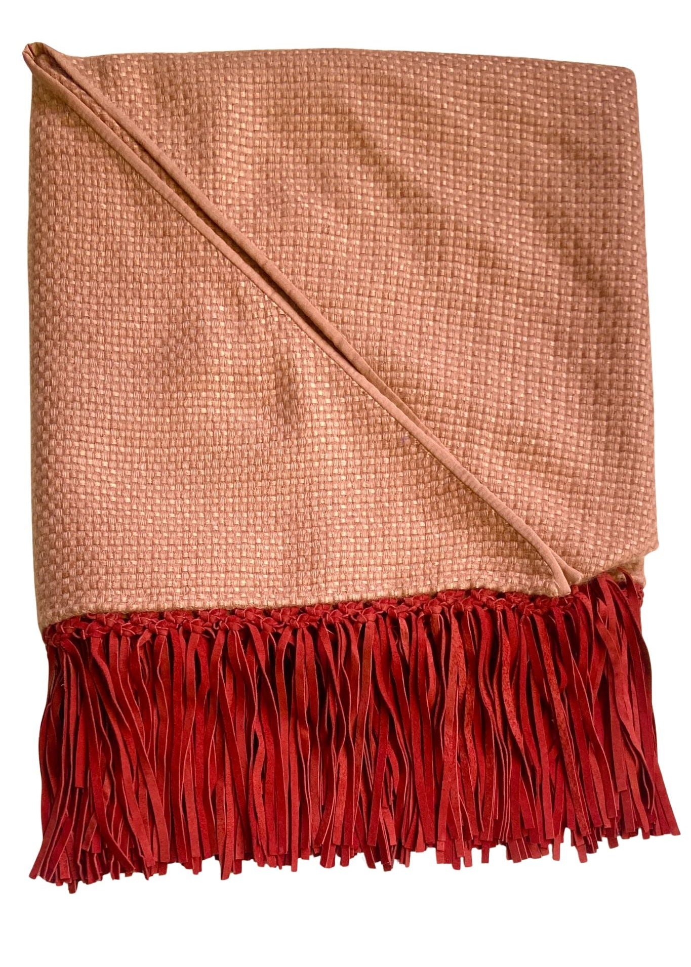 Bajra Tiny Basket Weave Triangle Scarf w/ Fringe - Vermillion