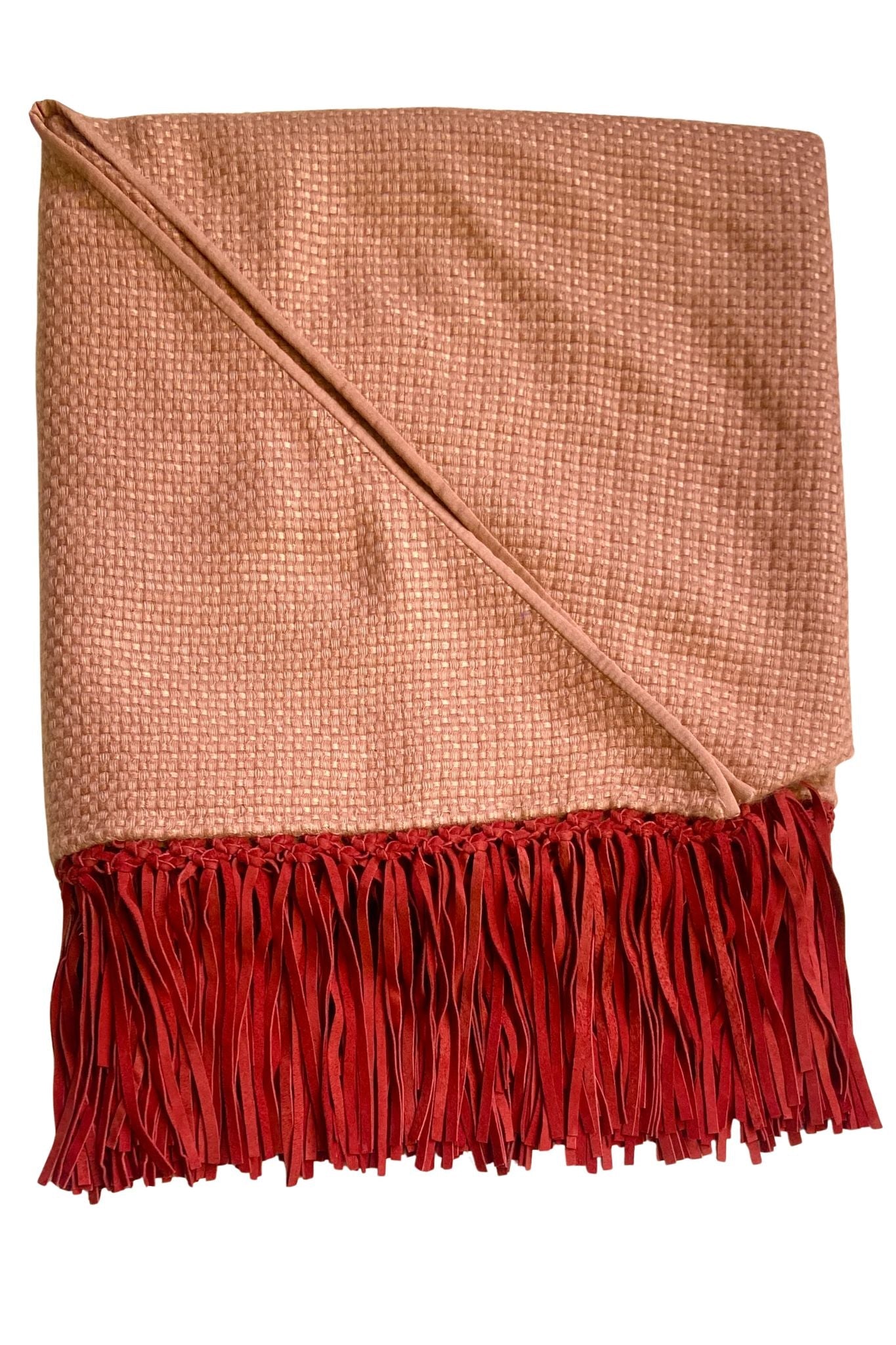Bajra Tiny Basket Weave Triangle Scarf w/ Fringe - Vermillion