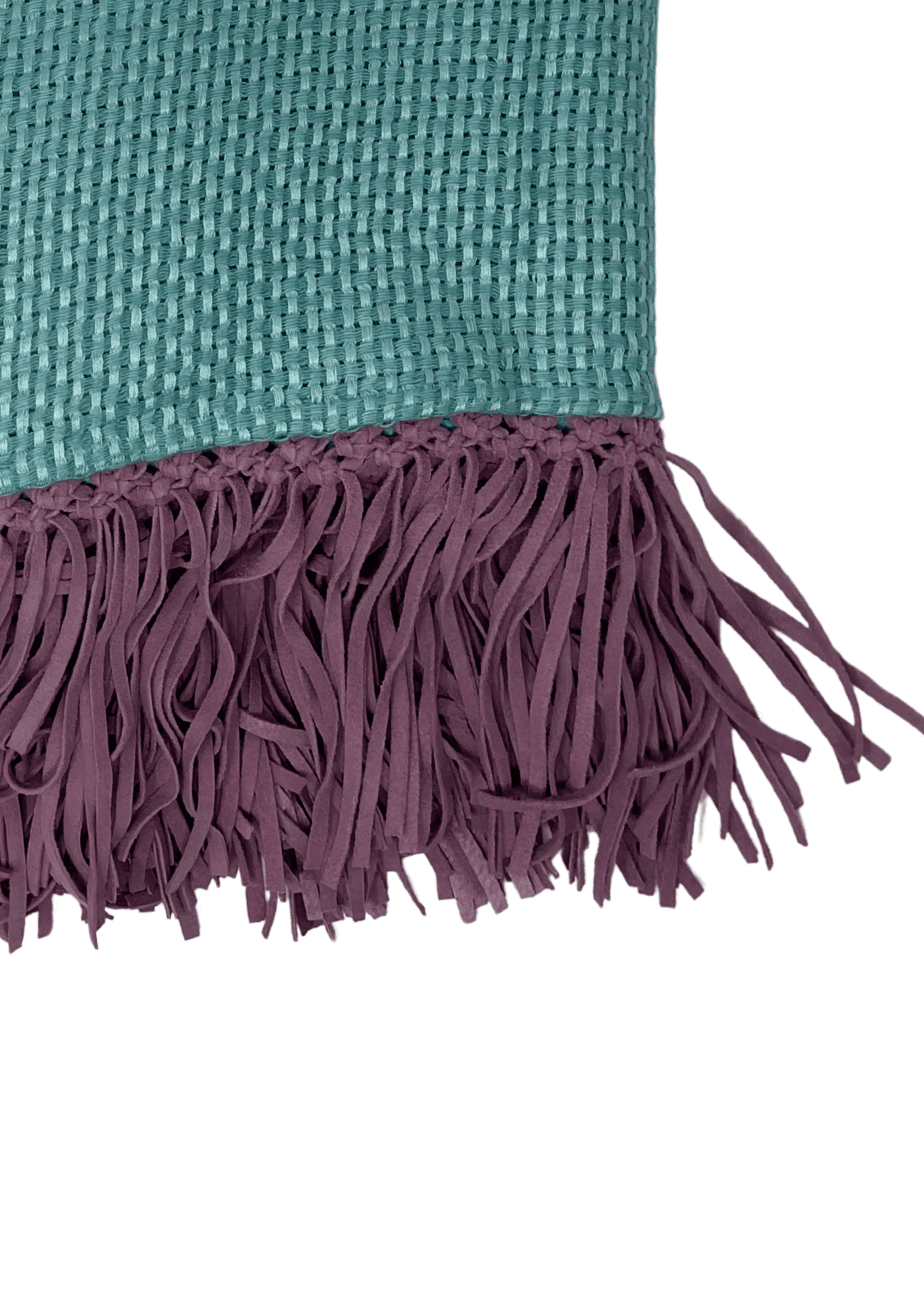 Bajra Tiny Basket Weave Triangle Scarf w/ Fringe - Vermillion