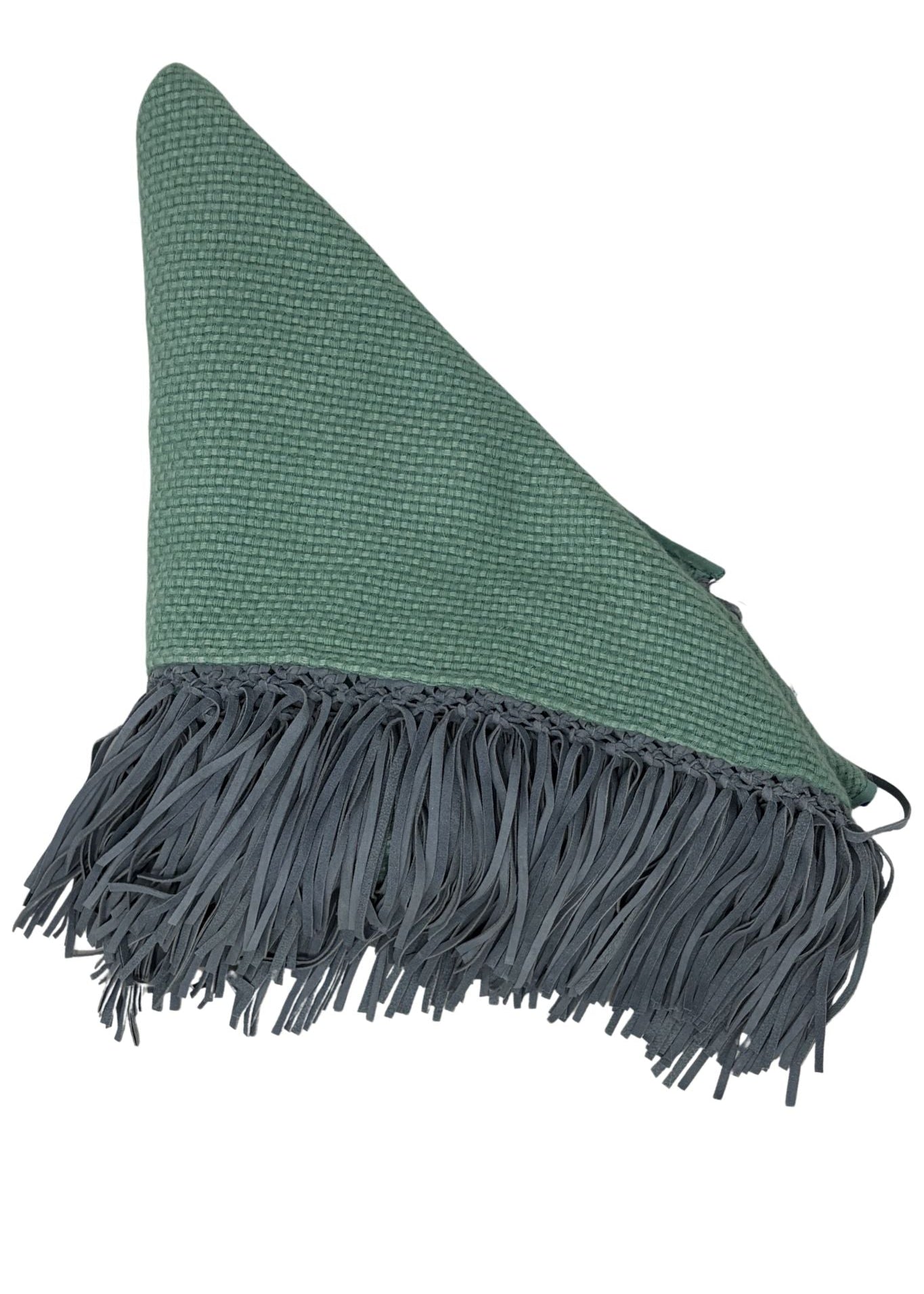 Bajra Tiny Basket Weave Triangle Scarf w/ Fringe - Vermillion