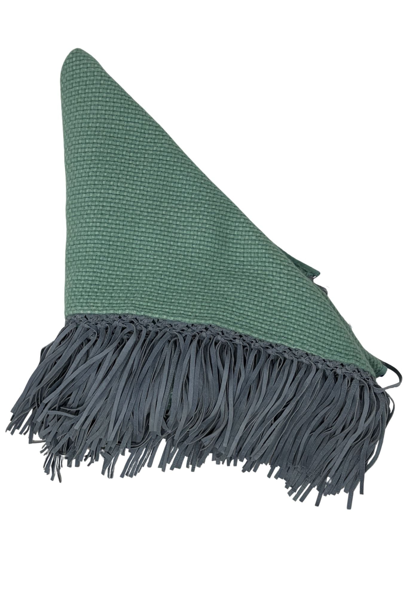 Bajra Tiny Basket Weave Triangle Scarf w/ Fringe - Vermillion