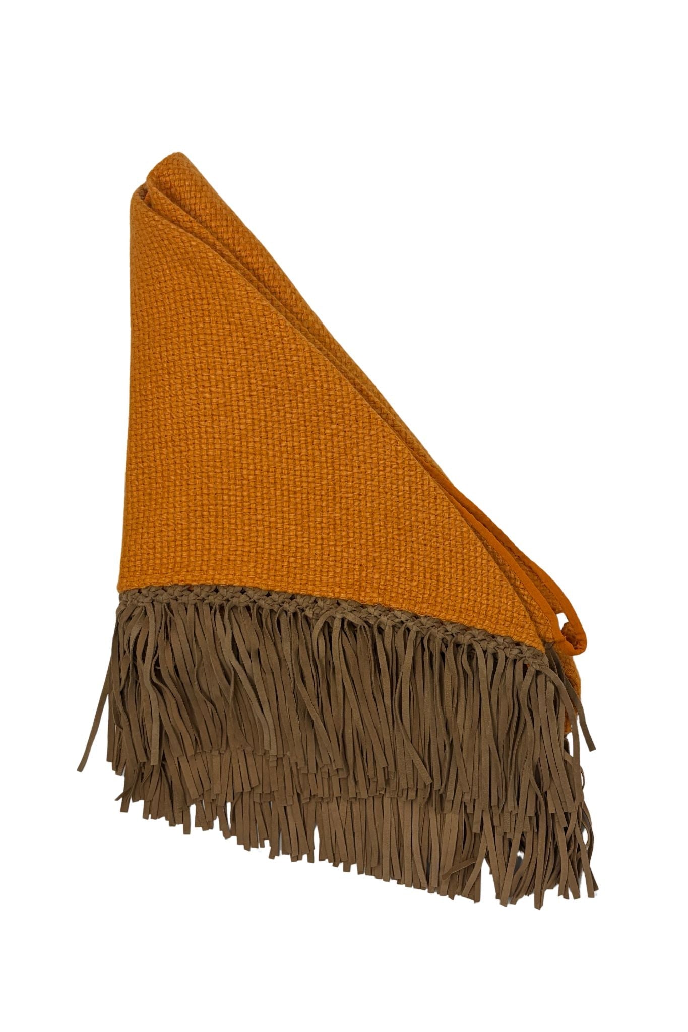 Bajra Tiny Basket Weave Triangle Scarf w/ Fringe - Vermillion