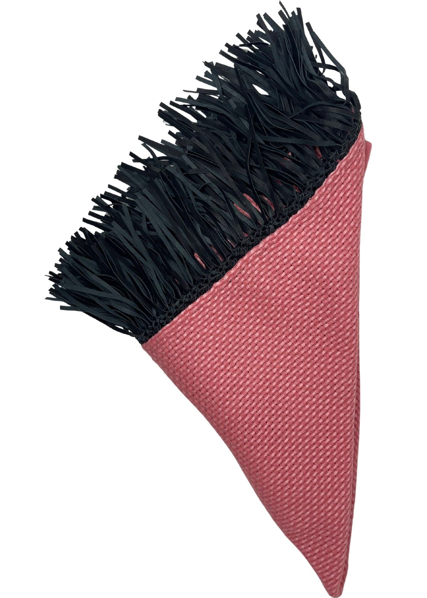 Bajra Tiny Basket Weave Triangle Scarf w/ Fringe - Vermillion