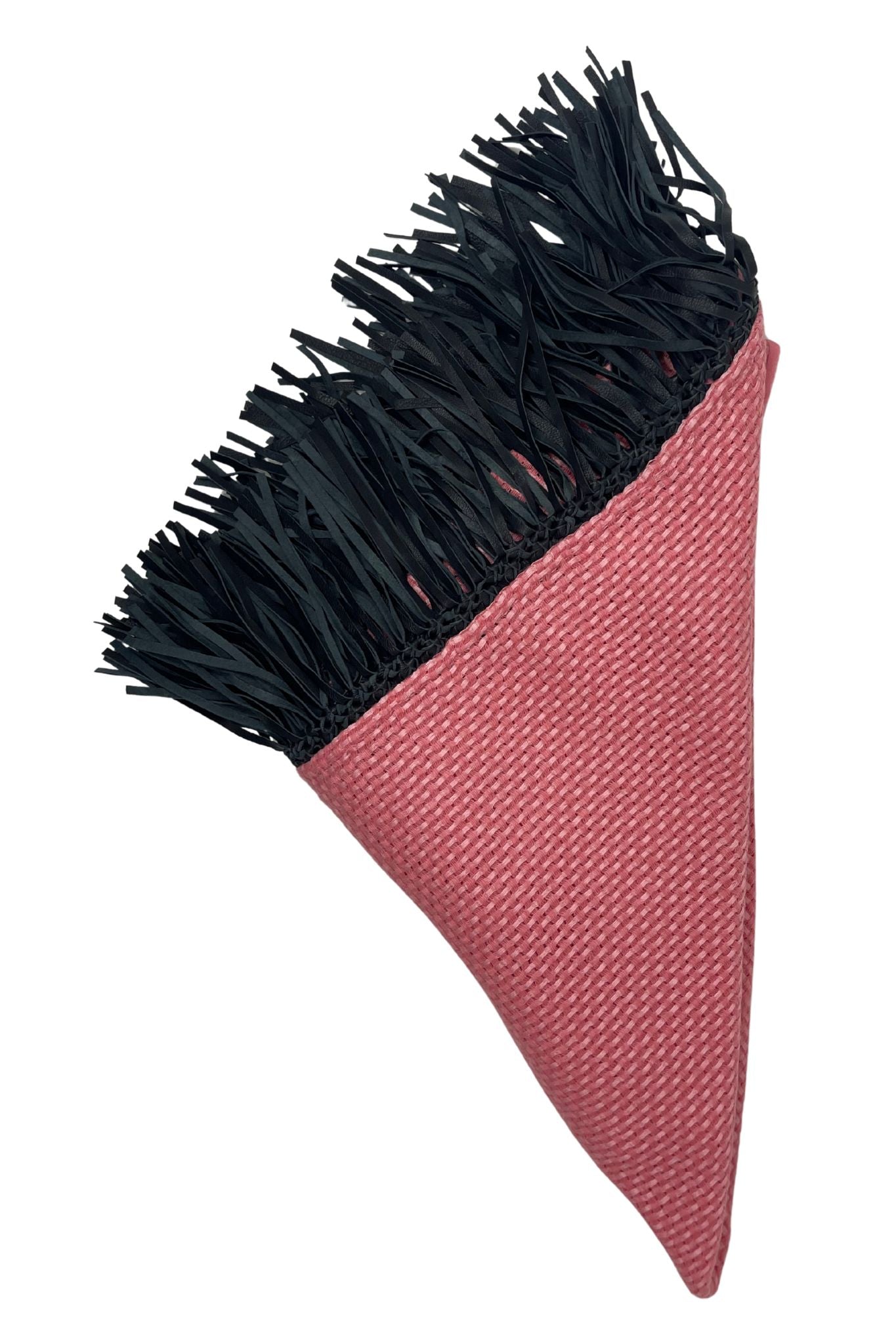 Bajra Tiny Basket Weave Triangle Scarf w/ Fringe - Vermillion