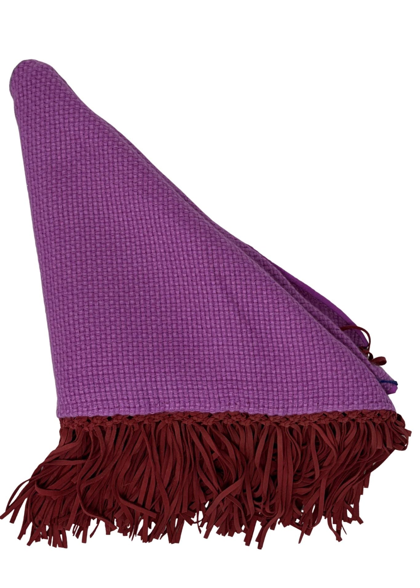Bajra Tiny Basket Weave Triangle Scarf w/ Fringe - Vermillion