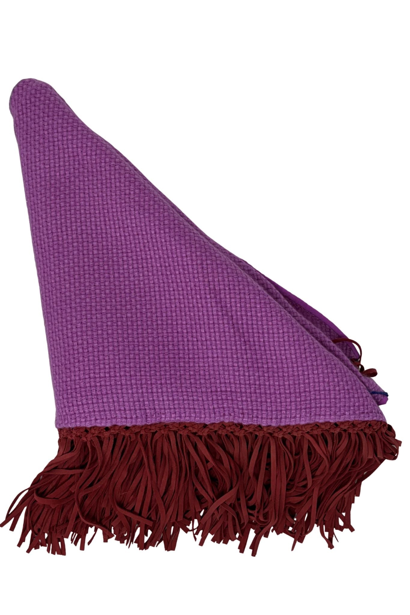 Bajra Tiny Basket Weave Triangle Scarf w/ Fringe - Vermillion