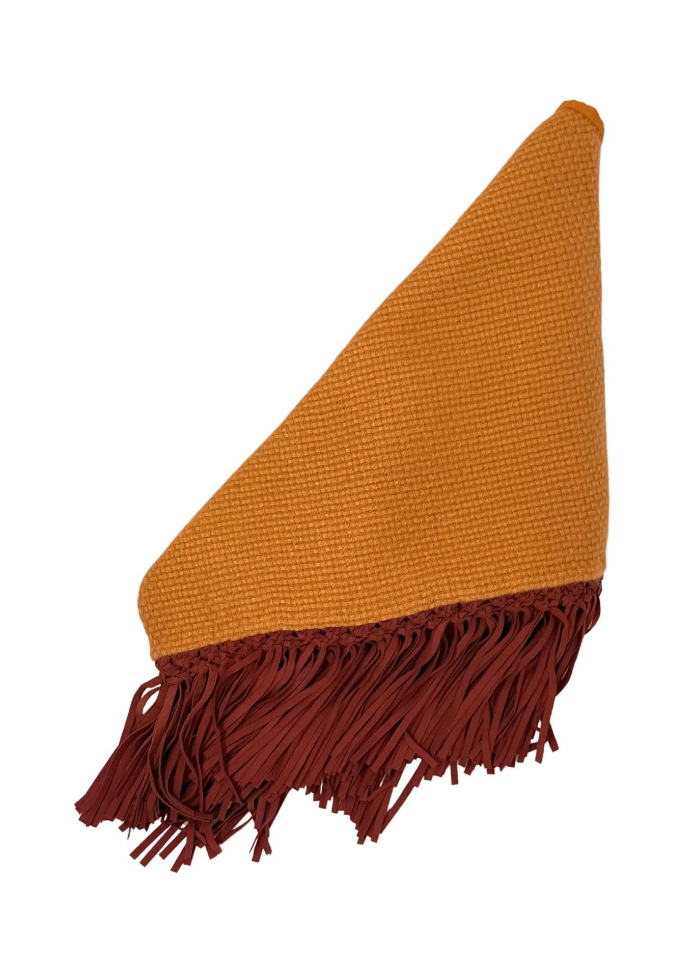 Bajra Tiny Basket Weave Triangle Scarf w/ Fringe - Vermillion