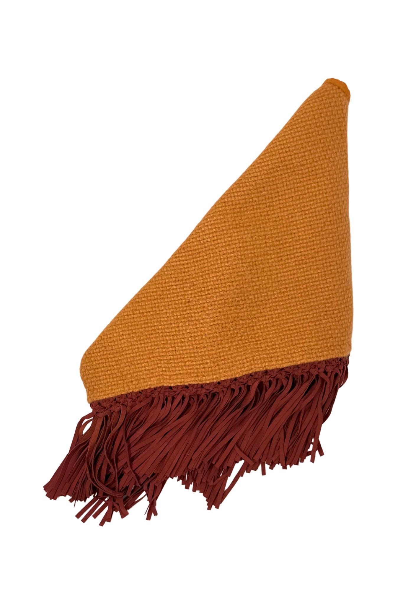Bajra Tiny Basket Weave Triangle Scarf w/ Fringe - Vermillion