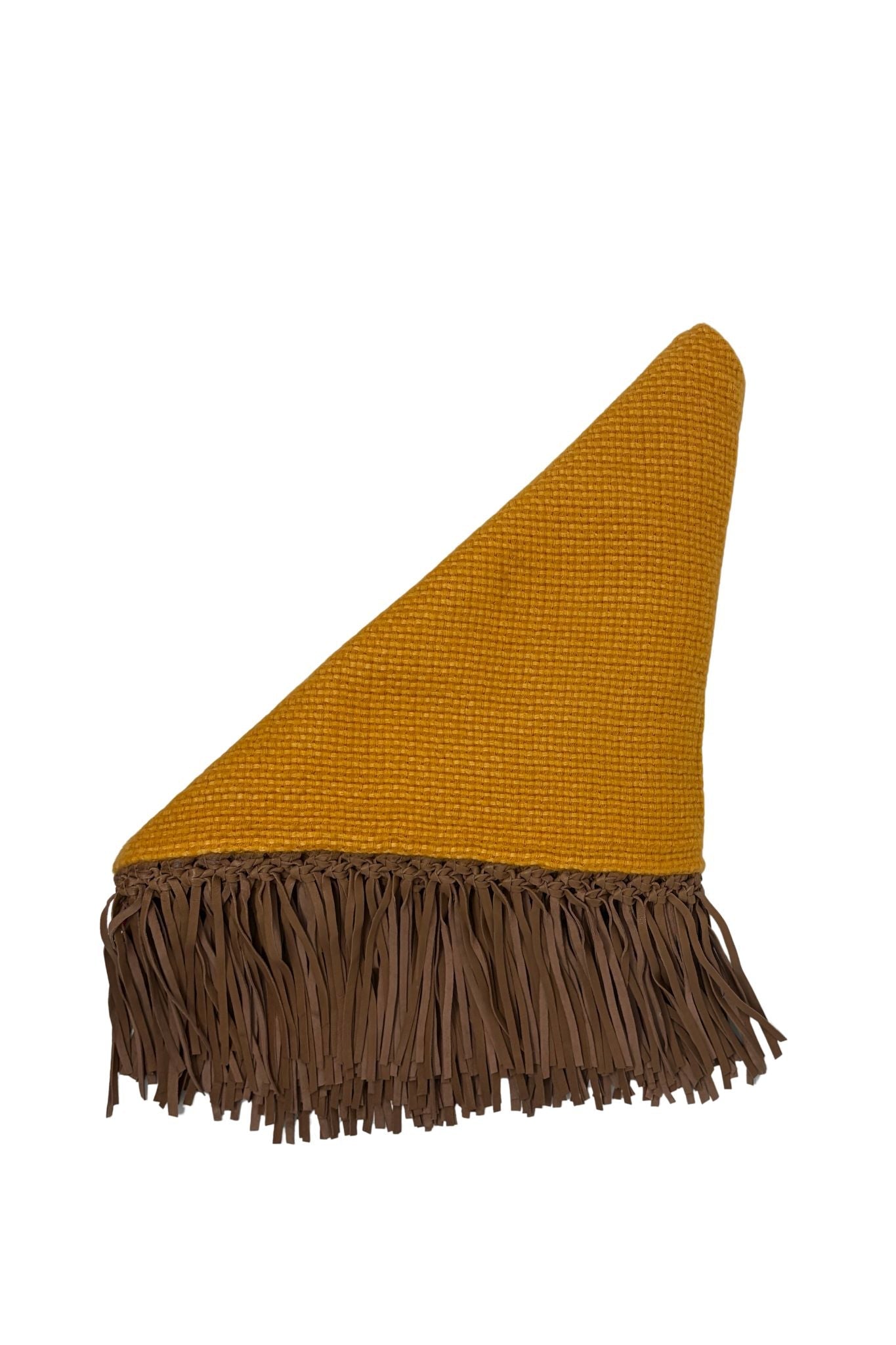 Bajra Tiny Basket Weave Triangle Scarf w/ Fringe - Vermillion