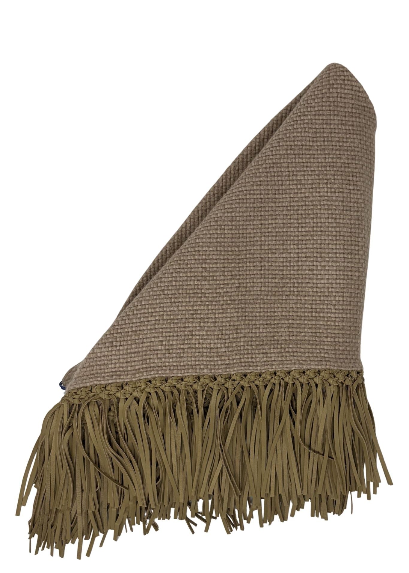 Bajra Tiny Basket Weave Triangle Scarf w/ Fringe - Vermillion