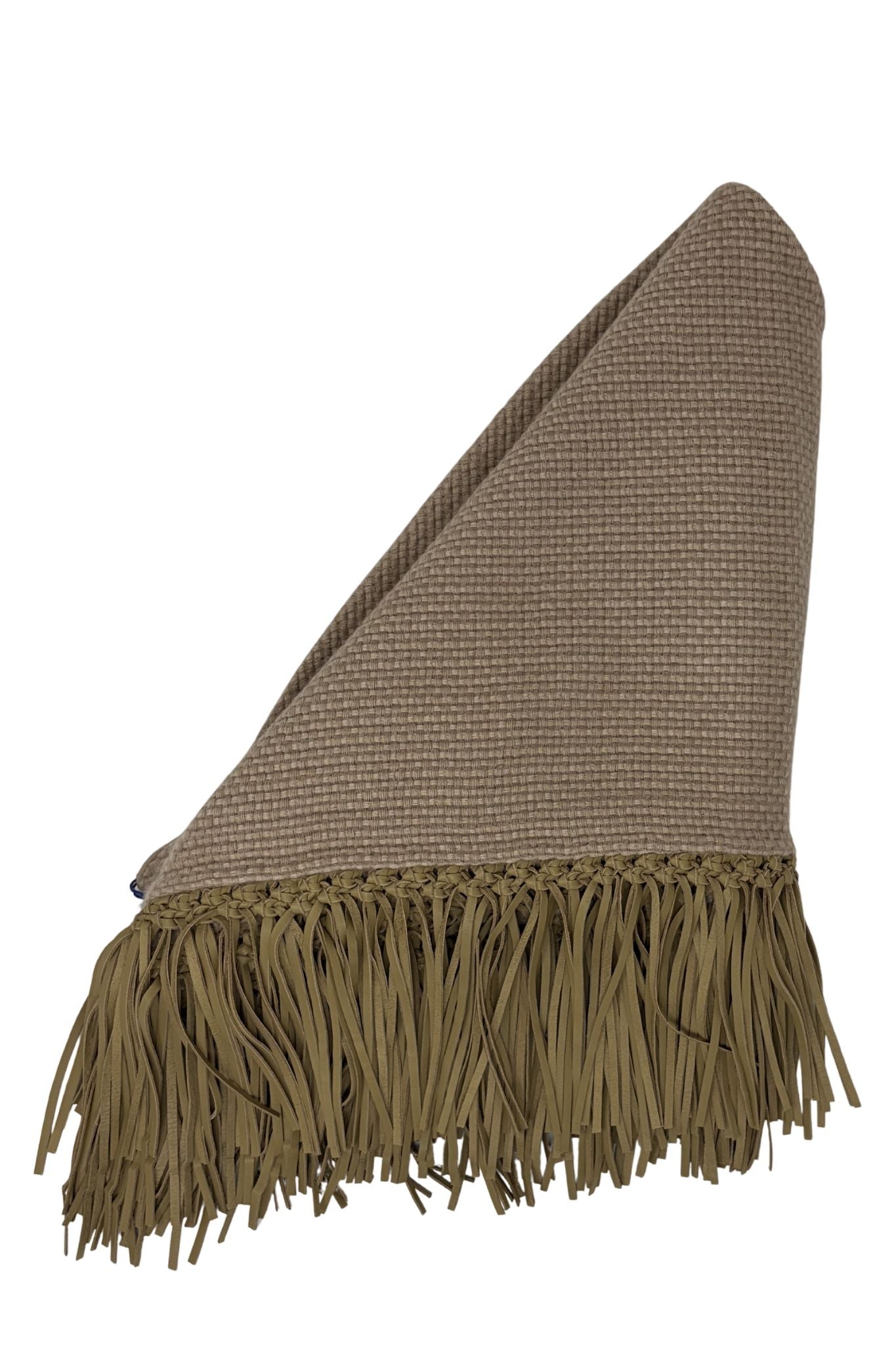 Bajra Tiny Basket Weave Triangle Scarf w/ Fringe - Vermillion