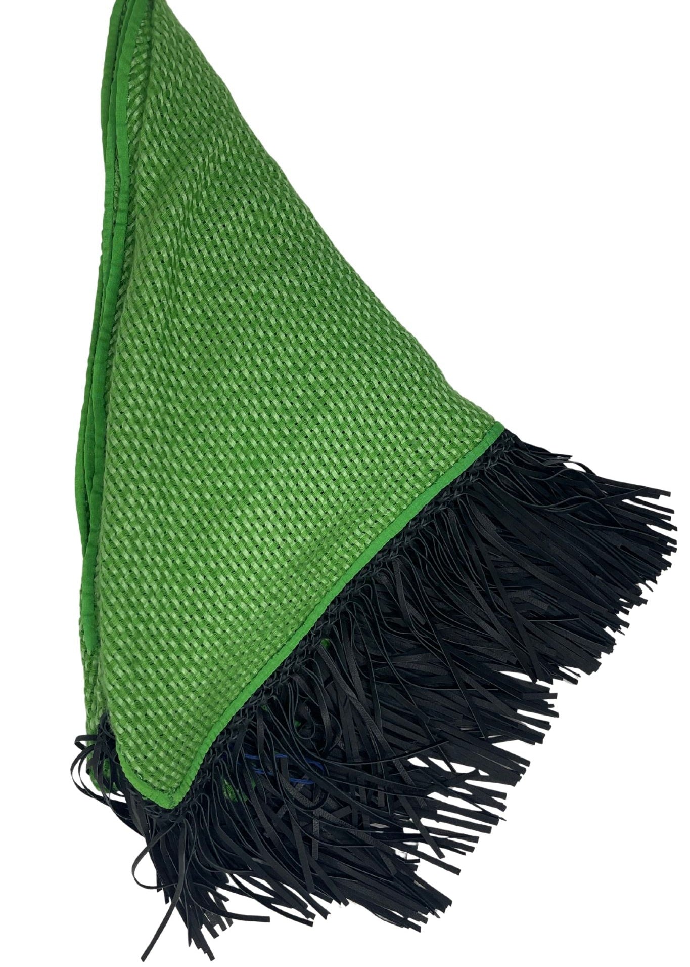 Bajra Tiny Basket Weave Triangle Scarf w/ Fringe - Vermillion