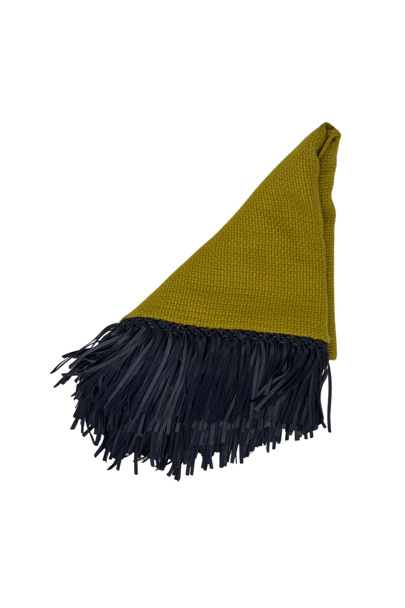 Bajra Tiny Basket Weave Triangle Scarf w/ Fringe - Vermillion