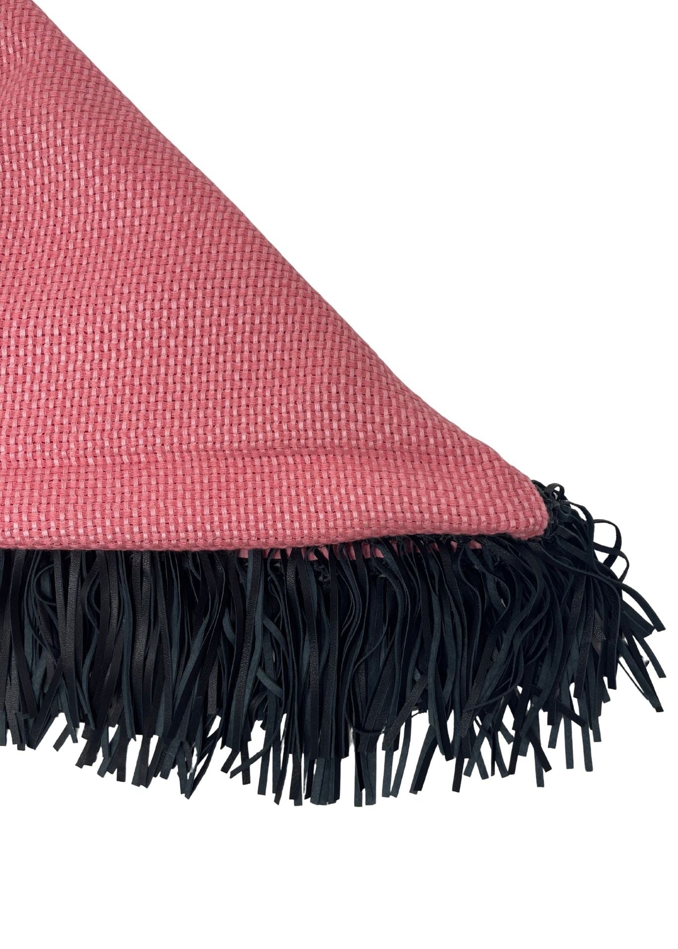 Bajra Tiny Basket Weave Triangle Scarf w/ Fringe - Vermillion
