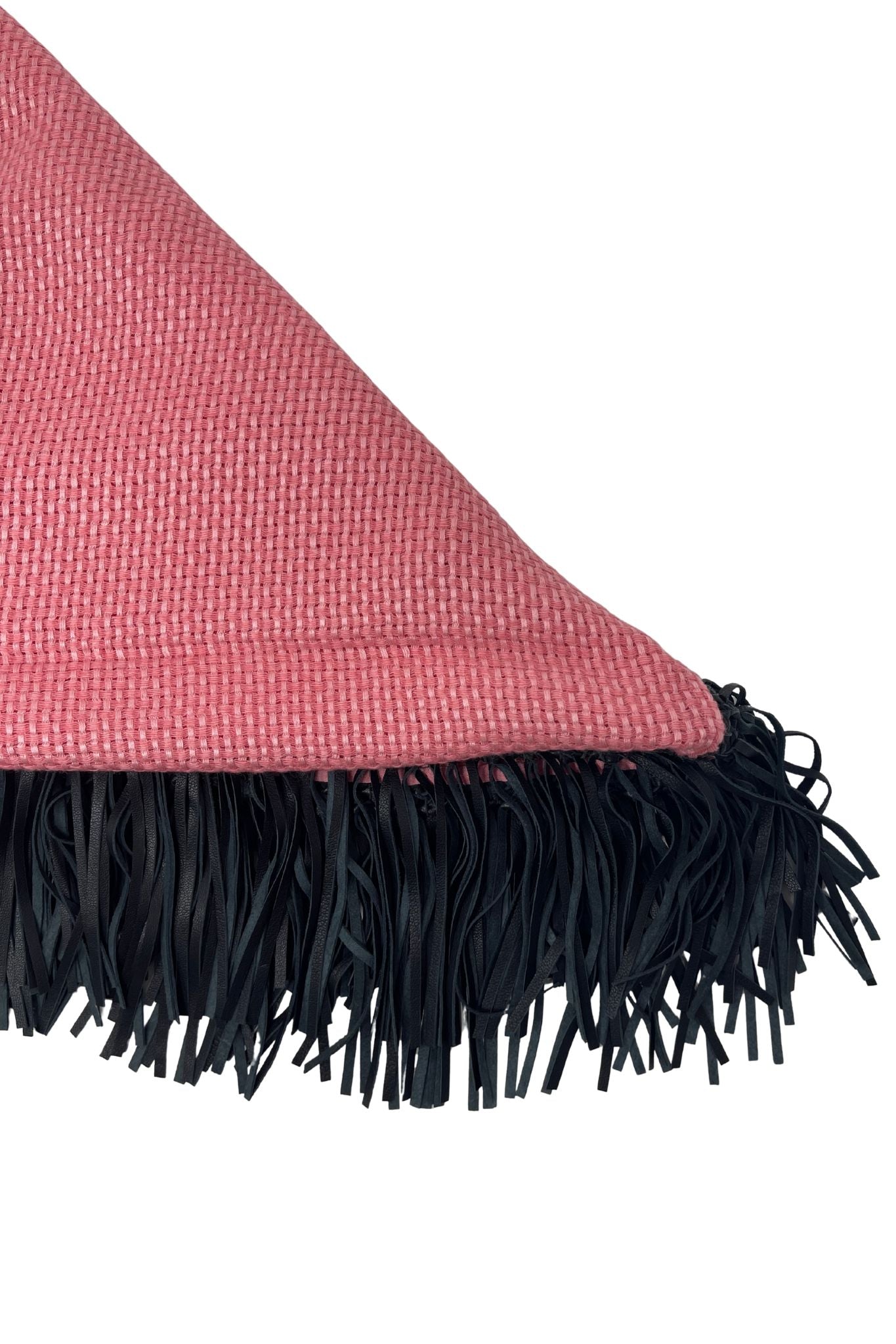 Bajra Tiny Basket Weave Triangle Scarf w/ Fringe - Vermillion
