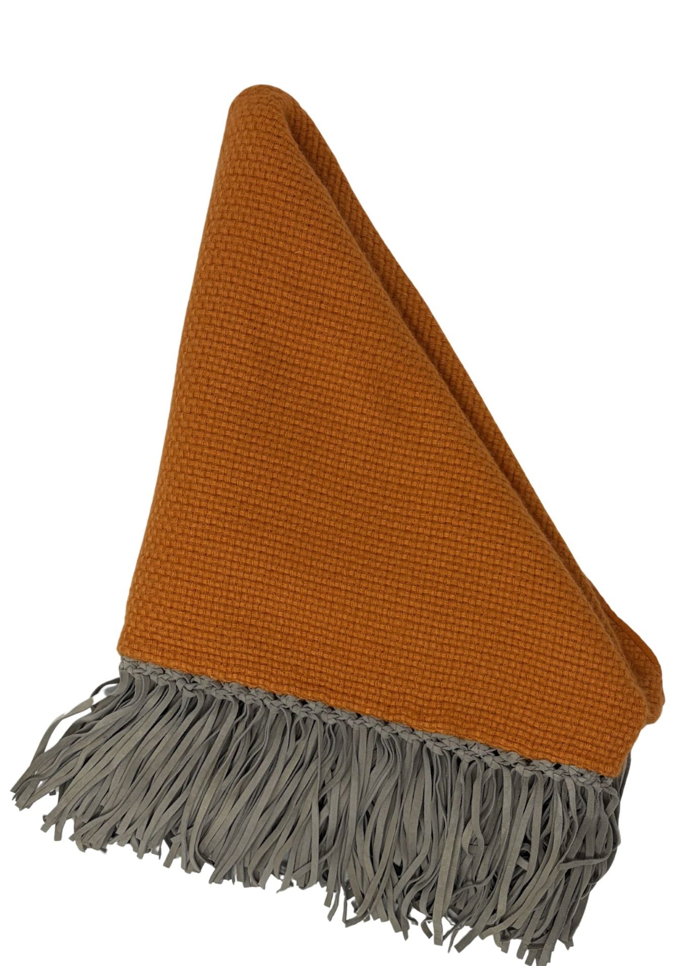 Bajra Tiny Basket Weave Triangle Scarf w/ Fringe - Vermillion