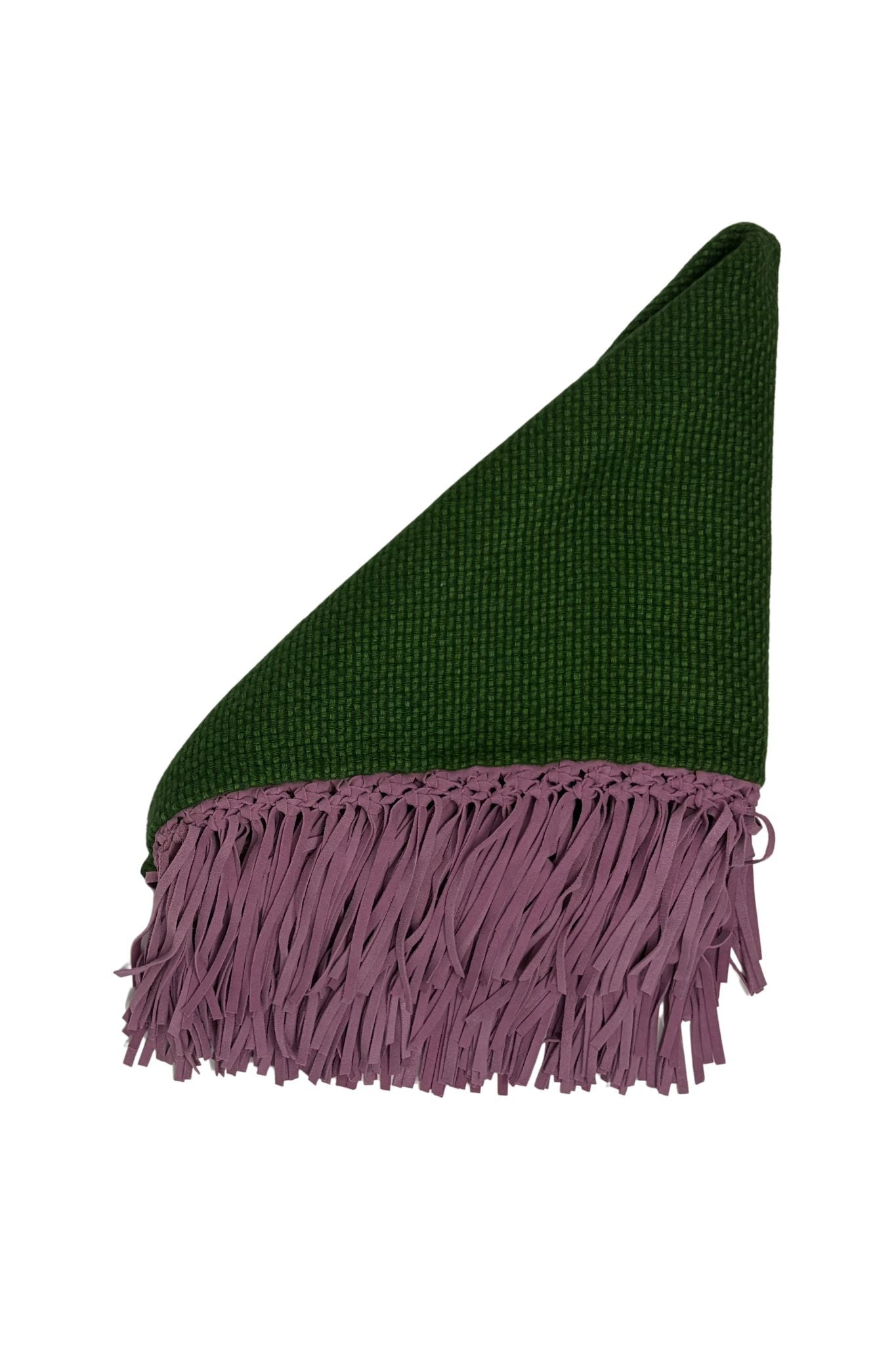 Bajra Tiny Basket Weave Triangle Scarf w/ Fringe - Vermillion