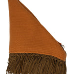 Bajra Tiny Basket Weave Triangle Scarf w/ Leather Fringe - Vermillion