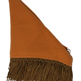 Bajra Tiny Basket Weave Triangle Scarf w/ Leather Fringe - Vermillion
