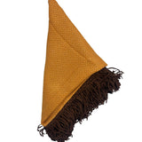 Bajra Tiny Basket Weave Triangle Scarf w/ Leather Fringe - Vermillion