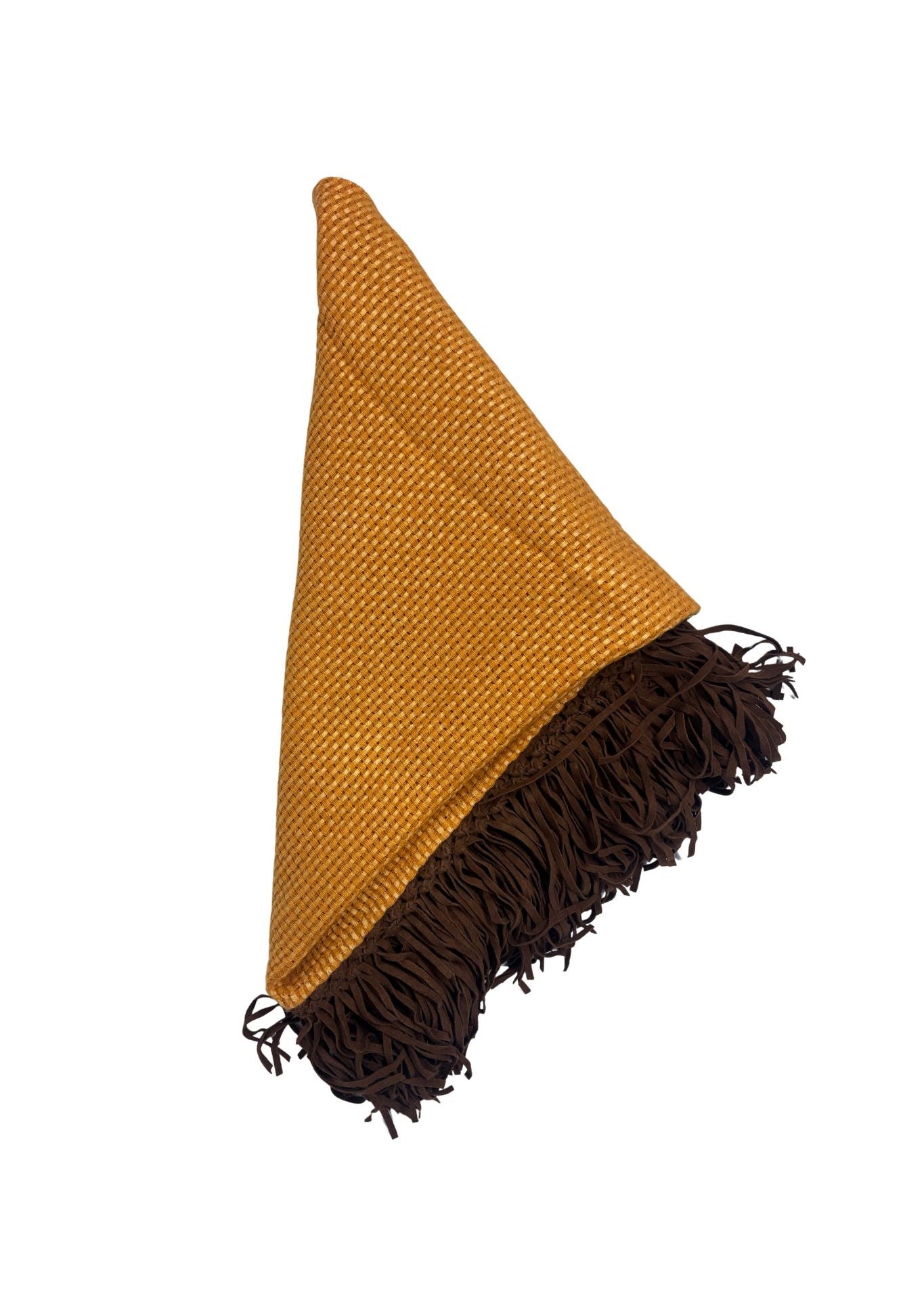 Bajra Tiny Basket Weave Triangle Scarf w/ Leather Fringe - Vermillion