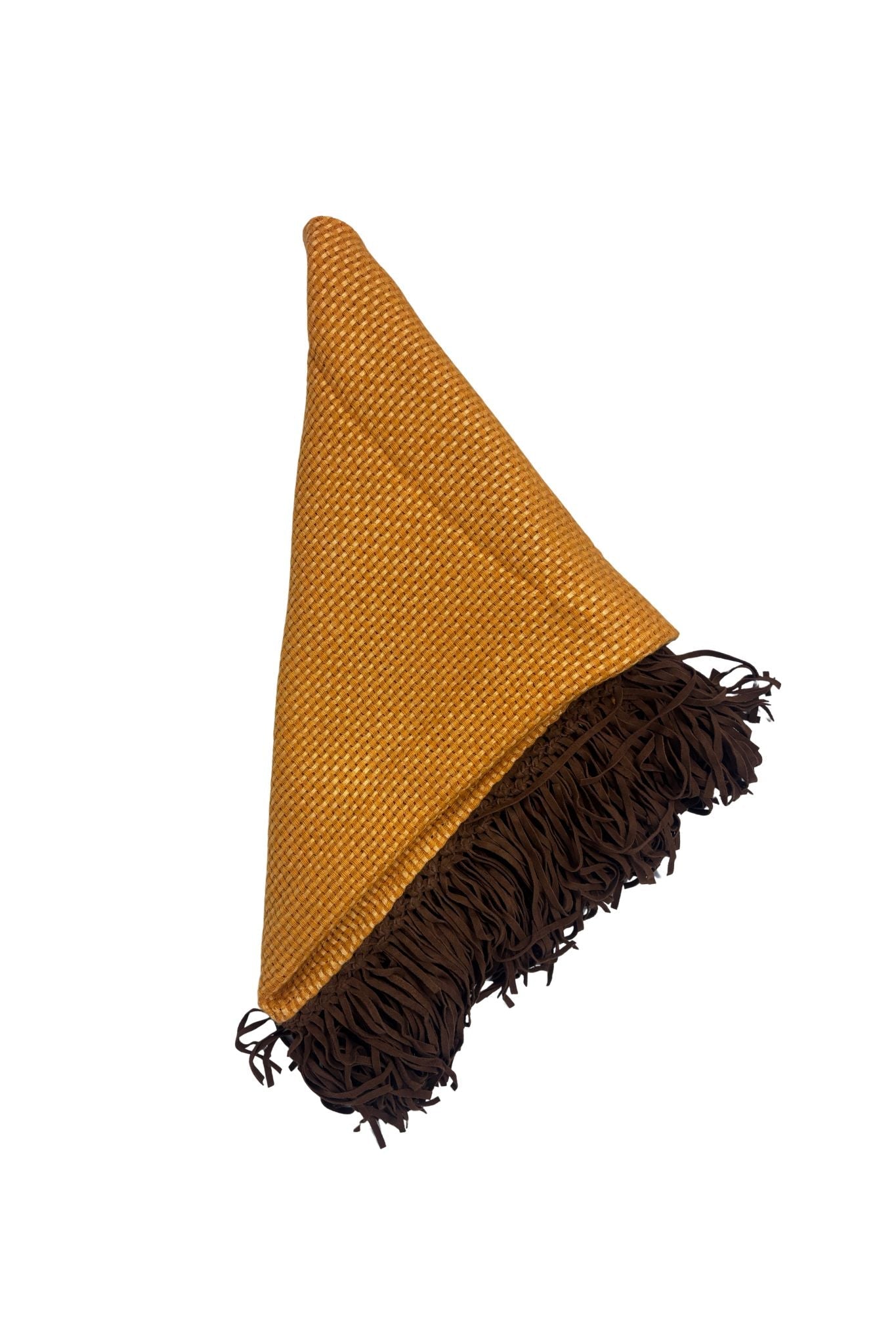 Bajra Tiny Basket Weave Triangle Scarf w/ Leather Fringe - Vermillion